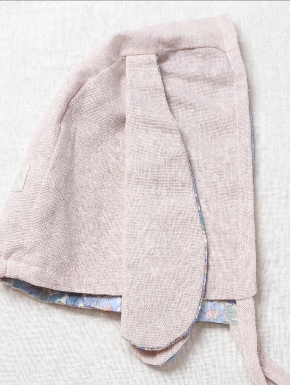 Alimrose Bunny Ear Bonnet Baby Hat Pink Floral Lined Heirloom Boutique 0-12M